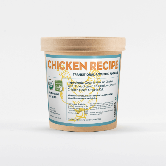 Transitional raw chicken for cats