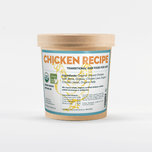 Transitional raw chicken for cats