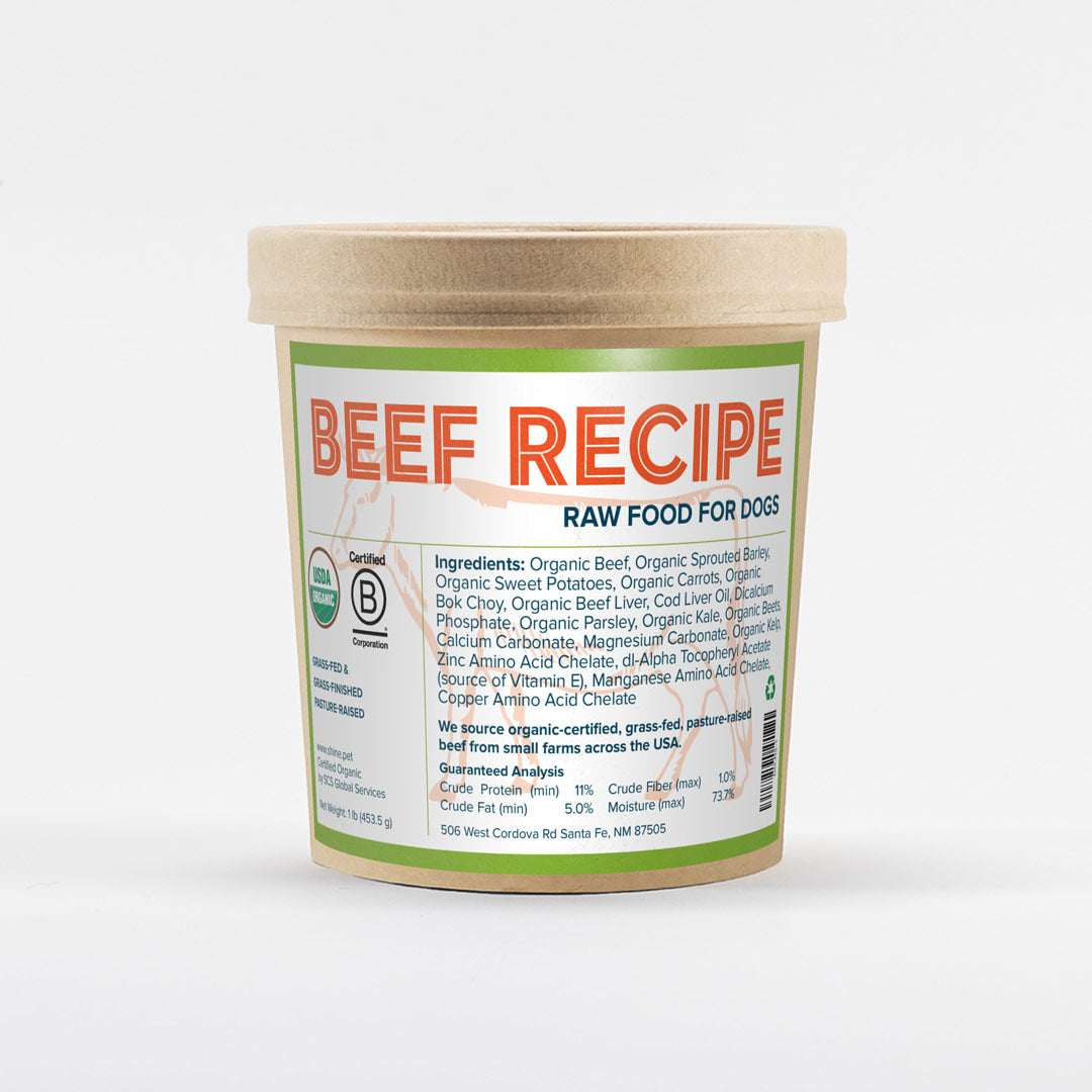 organic, grass-fed, pasture-raised beef dog food