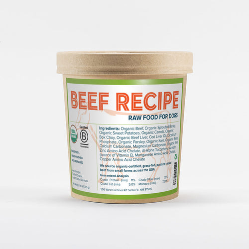 organic, grass-fed, pasture-raised beef dog food