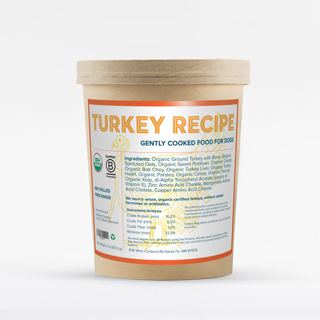 Fresh organic turkey dog food