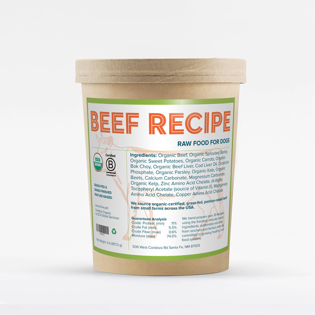 organic, grass-fed, pasture-raised beef dog food