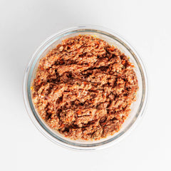 Fresh, gently-cooked organic beef dog food from SHINE