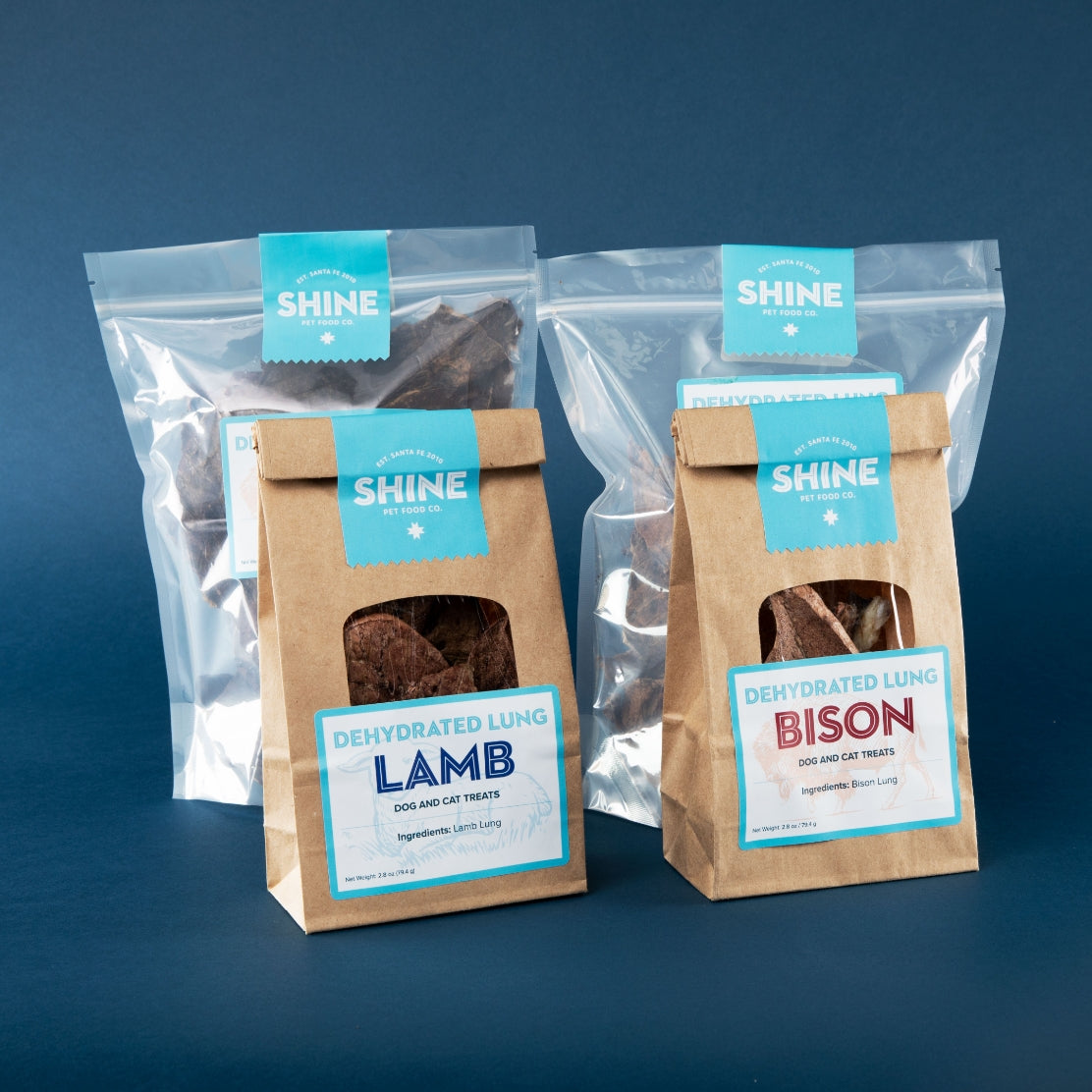 SHINE Pet Food crunchy dehydrated lung treats for cats and dogs made from single-source, organic, human-grade ingredients.