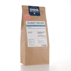 Nutrition-rich transitional rabbit cat food from SHINE Pet Food, made with pure meat, kelp, and sea salt. Sourced from humanely raised rabbits on small farms.